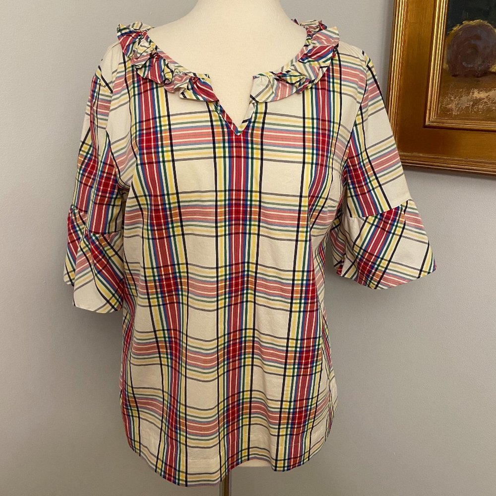Talbots L Tartan Plaid Popover